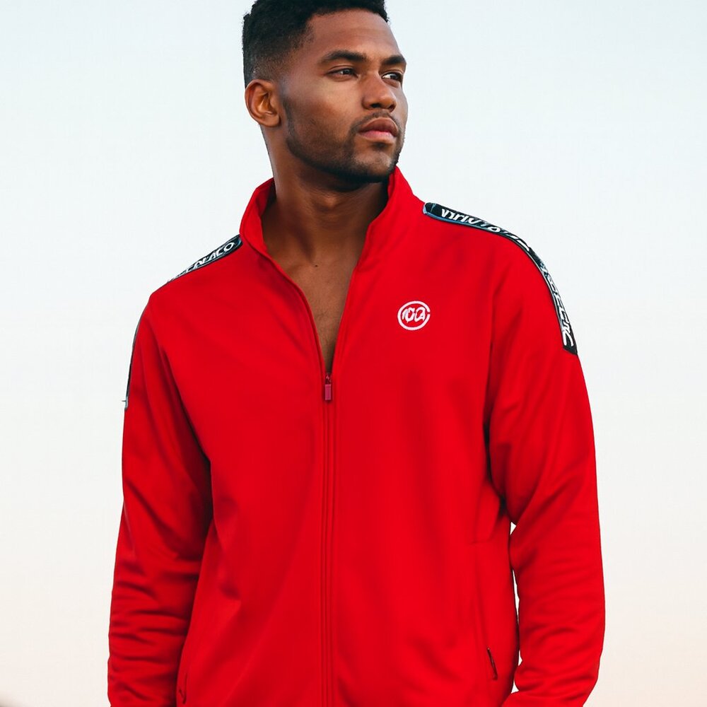 Young & Reckless Men L Red Fleece Lined Full Zip Pockets Retro Preppy Jacket Y2K